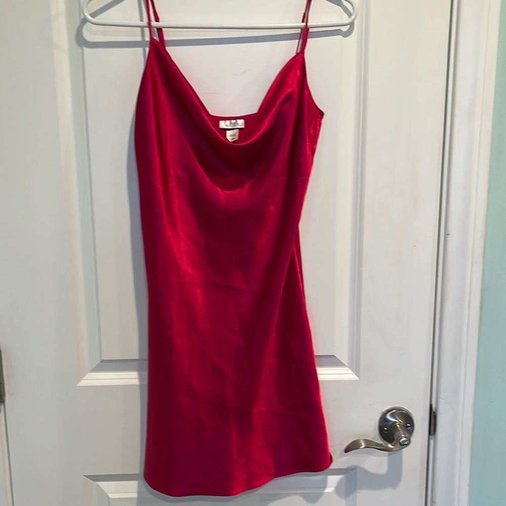 Hot pink lingerie slip satin dress
